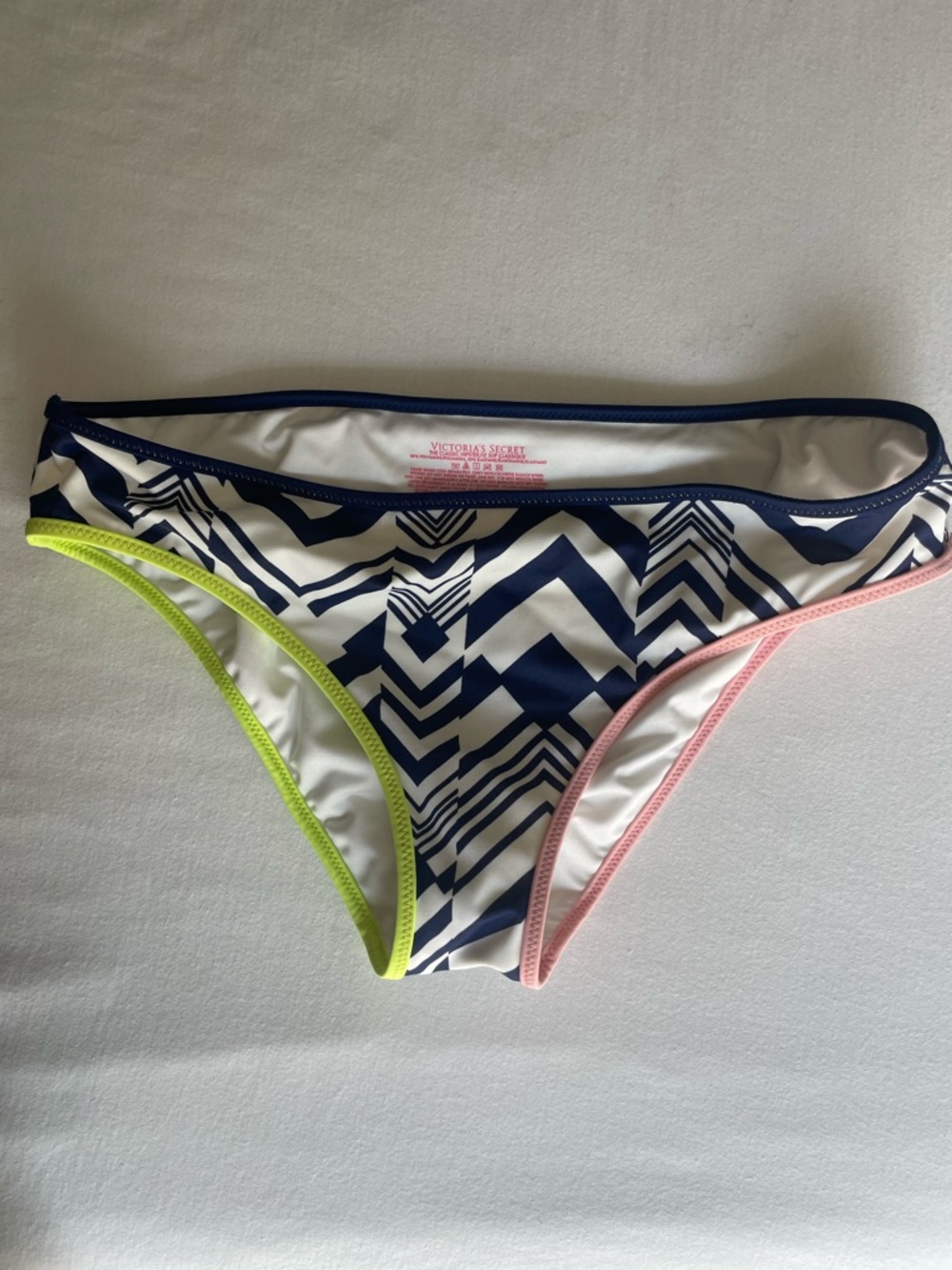 Victoria's Secret Navy Chevron Bikini Bottom with Pink & Lime Accents